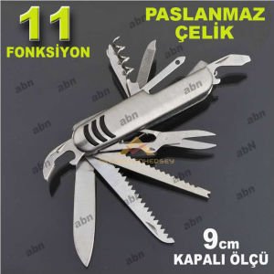 PASLANMAZ ÇELİK 11 FONKSİYONLU AVCI ÇAKISI ÇOK FONKSİYONLU KAMP ÇAKISI,TORNAVİDA MAKASLI CEP ÇAKI -2