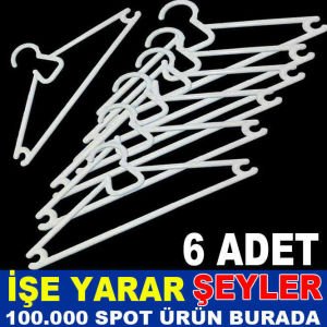 6 ADET PLASTİK ÇOCUK ELBİSE ASKI SETİ 28cm