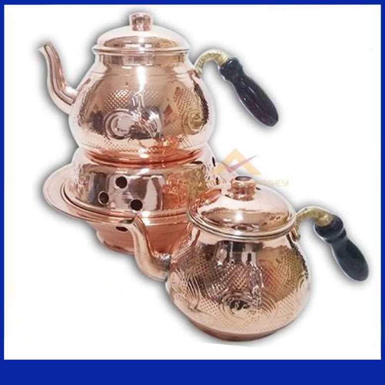 Balkon Sefası Çay Seti Bakir Kömür Ocağı ile Birlikte Büyük Boy Balkon Sefasi Bakir Çaydanlik Seti