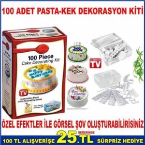 100 ADET PASTA-KEK DEKORASYON KİTİ ÇEŞİTLİ SÜSLEMELER YAPMAK İÇİN PASTA-KEK HAZIRLAMA ŞEKİLLENDİRİCİ
