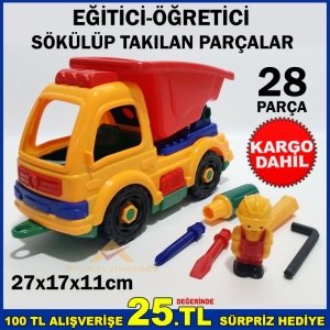 BÜYÜK BOY DAMPERLİ KAMYON SÖK-TAK OYUNCAK SETİ