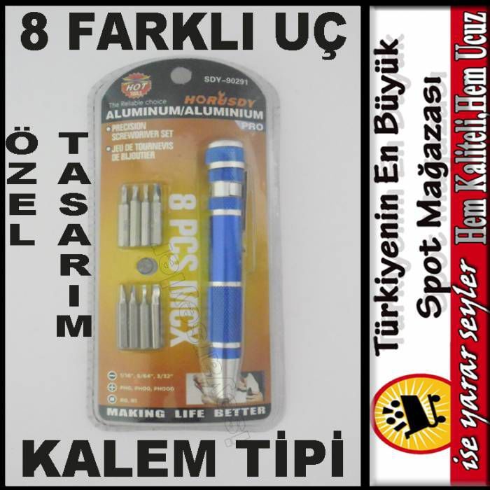 SEKİZ AYRI UÇLU KALEM TİPİ MİKRO TORNAVİDA SETİ