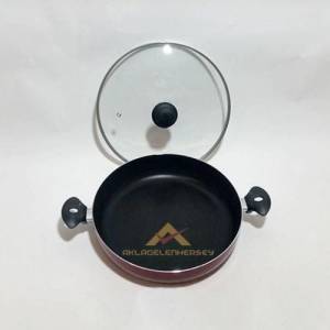 Büyük Boy Teflon Tencere Teflon Kaşığı Hediyeli 32cm Cam Kapaklı Yanmaz Yapışmaz Teflon Tencere