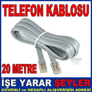 20 METRE TELEFON KABLOSU TEK HATLI 2 UCU JACKLI