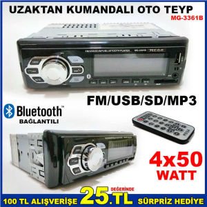 MEGA BLUETOOTLU KUMANDALI 4x50W OTO TEYP MG3361B
