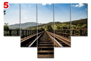 TREN YOLU 7 STİL 5 PARÇALI KANVAS TABLO