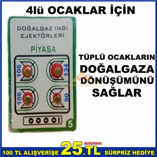 4lü OCAKLAR İÇİN PİRİNÇ 4lü DOĞALGAZ DÖNÜŞÜM ENJEKTÖR MEMELERİ