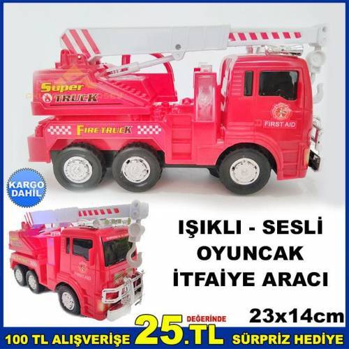 Büyük Boy Işıklı Sirenli Oyuncak İtfaiye Aracı
