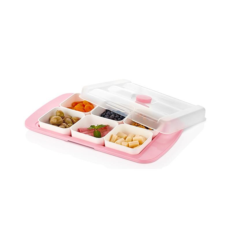 Urve Kapaklı 6 lı Dikdörtgen Kahvaltılık Set 38x23x4 cm Sağlıklı Kaliteli Plastik UR-3305