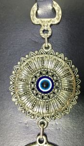 24x6cm Gümüş Kaplama Patima Allah Vav harfi Nazar Boncuklu Uğurlu Duvar Süsü