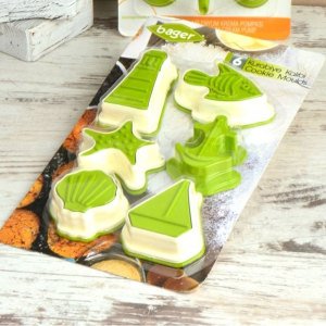 Bager 6 Parça Kurabiye Kalıbı 6 Farklı Şekilli Deniz Seti Şık Tasarım Akrilik Kurabiye Kalıpları