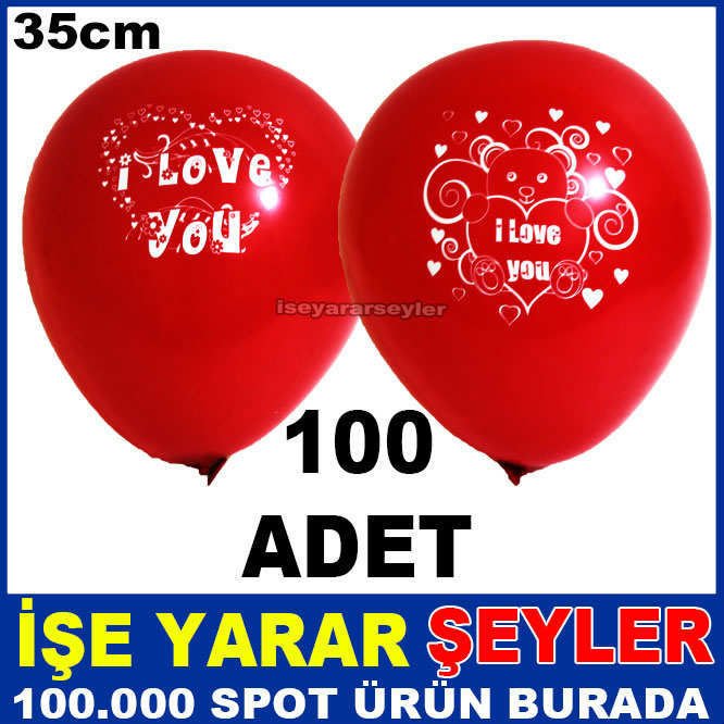 I LOVE YOU BASKILI KIRMIZI 100 ADET BALON