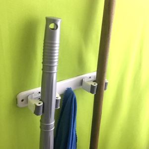 Duvara Monte 2'li Metal Organizer Paspas Mop Fırça Süpürge Tutucu Sihirli Mop Sopası Kıskacı Askısı