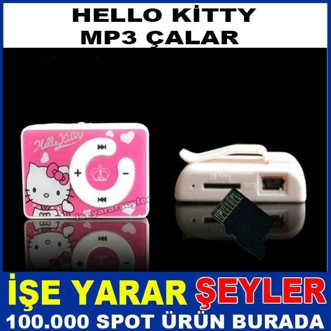 USB ŞARJLI RENKLİ HELLO KİTTY MİNİ MP3 ÇALAR