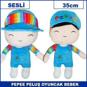 Pepee Oyuncak Sesli  Peluş Bebek 35cm Kaliteli ve Dayanıklı