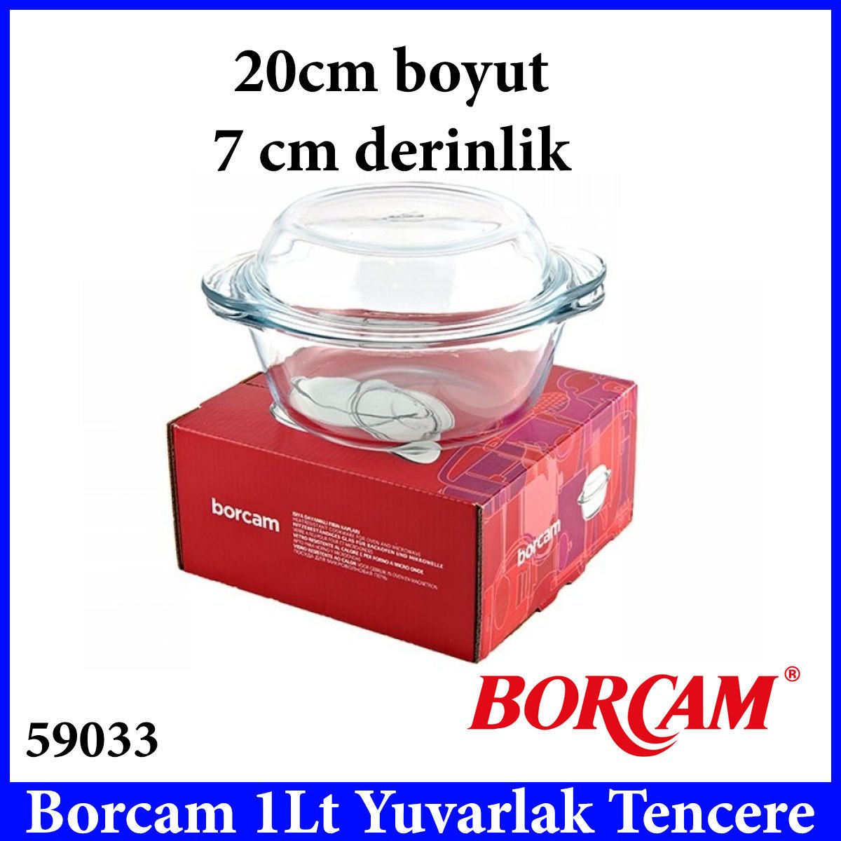 BORCAM 1 LT YUVARLAK TENCERE 59033 BOY 20CM DERİNLİK 7CM PAŞABAHÇE KULLANIŞLI KALİTELİ ÜRÜN