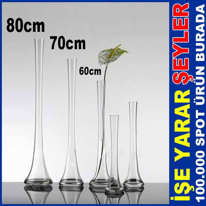60cm ŞEFFAF GÖRÜNÜMLÜ FİL AYAKLI CAM VAZO