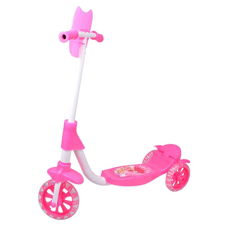 Sağlam Plastikten İç ve Dış Mekanda Kullanılabilen En Hoş Pembe Barbie Model Scooter Yükseklik 73cm