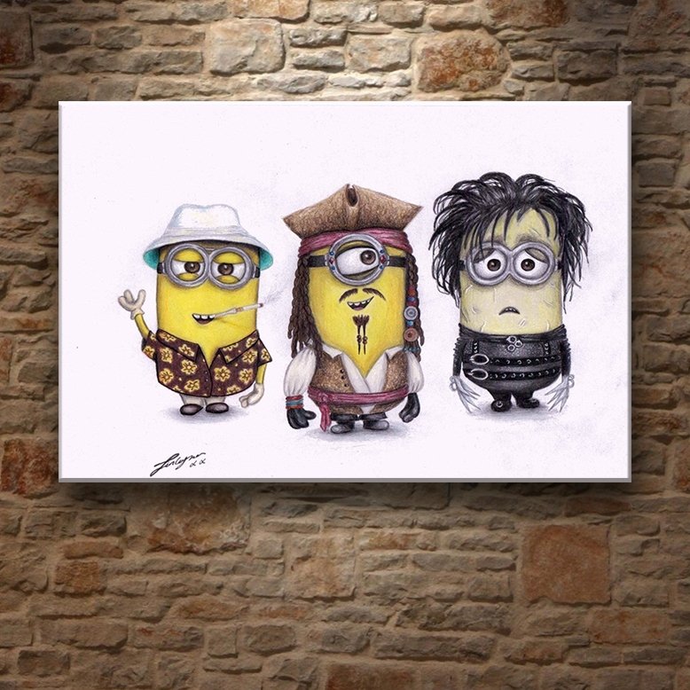 MINIONS JHONY DEPP 7 değişen ölçü ORİJİNAL KANVAS TABLO