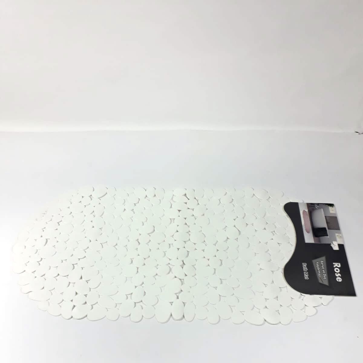 Özel Malzemeden Vantuzlu Kaymaz Banyo Paspası Duş Kaydırmaz 34x68 beyaz