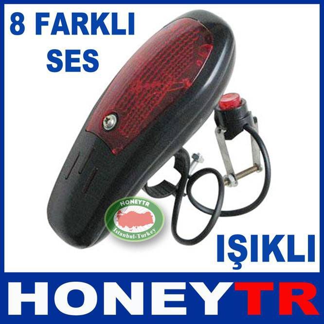PİLLİ BİSİKLET KORNASI 8 FARKLI MELODİ ve IŞIKLI -2