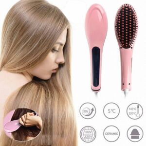 Elektrikli Saç Düzleştirici Fırça Lcd Ekran Islak Kuru Kullanım Seramik Uçlu