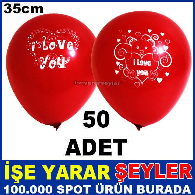 I LOVE YOU BASKILI KIRMIZI 50 ADET BALON