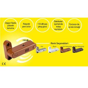 Kapı ve Pencere İçin Alarmlı Metal Çocuk ve Güvenlik Kilidi 110 db ses 1. Kalite Kahverengi Renk