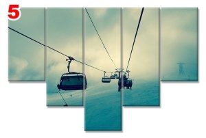 TELEFIRIKLER KARLI HAVA 7 STİL 5 PARÇALI KANVAS TABLO