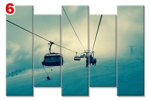 TELEFIRIKLER KARLI HAVA 7 STİL 5 PARÇALI KANVAS TABLO