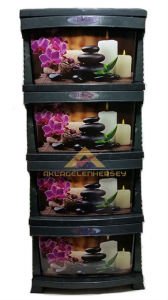 BÜYÜK BOY 4 ÇEKMECELİ MUM ve TAŞ DESENLİ ÇOK AMAÇLI KOMİDİN