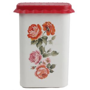 Özmet 2,5 Lt Gül Desenli Erzak Ve Saklama Kabı Yükseklik 24 cm, Genişlik 13 cm, En 8 cm