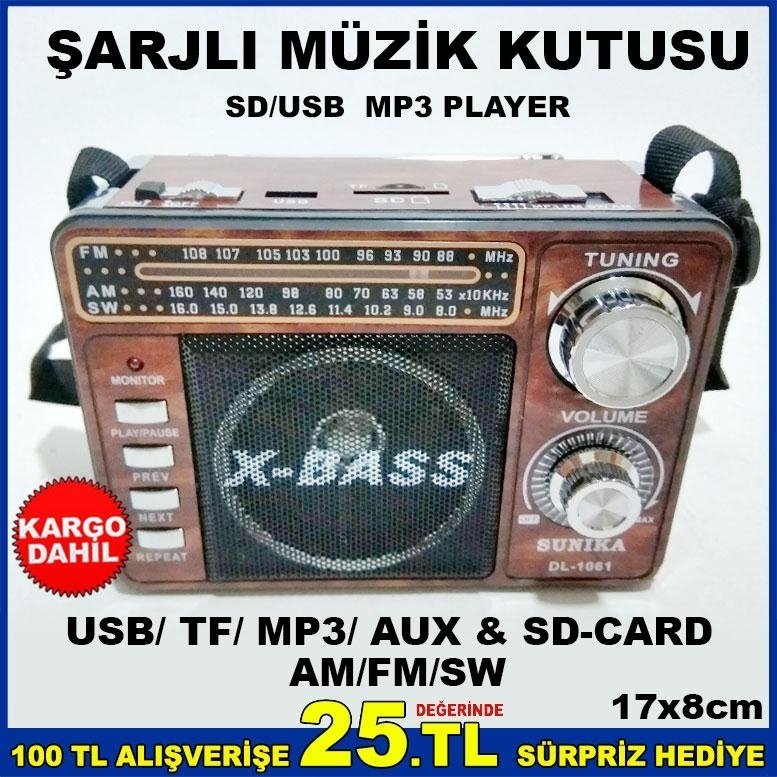 FENERLİ 3 BAND X-BASS ŞARJLI MÜZİK KUTUSU DL1061
