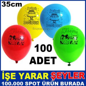 İYİKİ DOĞDUN BASKILI RENGARENK 100 ADET BALON