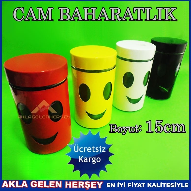 Ücretsiz Kargo RENKLİ KAPAKLI 15CM GÜLÜCÜKLÜ CAM BAHARATLIK