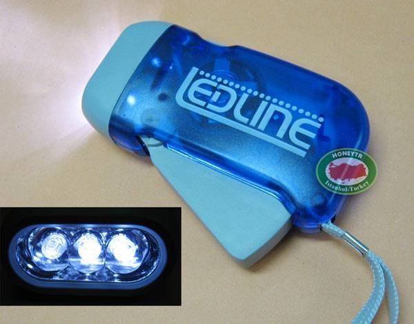 Elde Sıkmalı Pilsiz 3 Ledli Dinamo El Feneri