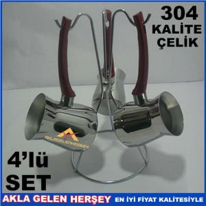 BEHAMO 4'LÜ SET LÜX PASLANMAZ ÇELİK CEZVE TAKIMI