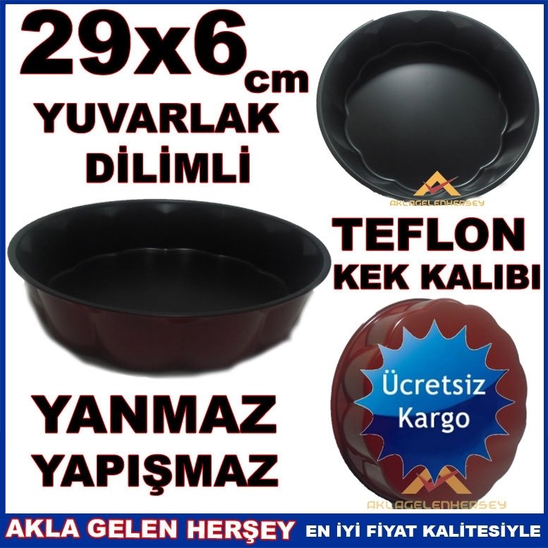 KARGO DAHİL 29x6 cm YUVARLAK DİLİMLİ TEFLON KEK KALIBI