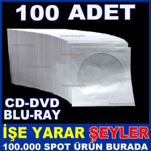 100 ADET PENCERELİ CD DVD BLU-RAY ZARFI 1.HAMUR