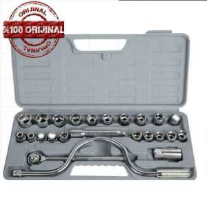 Çantalı 25pç Lokma Seti Özel Kutulu Paslanmaz Çelik Cırcır Kollu Ve U Uzatma Kollu Lokma Takımı