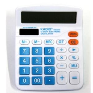 Kadio şık tasarım 12 Haneli Büyük Boy Masaüstü Hesap Makinesi KD-837 C, pil ve güneş enerjili,Beyaz