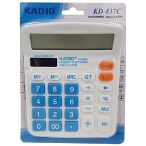 Kadio şık tasarım 12 Haneli Büyük Boy Masaüstü Hesap Makinesi KD-837 C, pil ve güneş enerjili,Beyaz