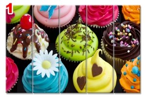 TATLI CUPCAKE 7 STİL 5 PARÇALI KANVAS TABLO