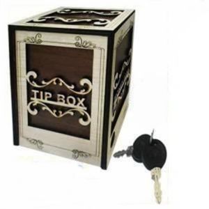 Tip Box,Tip Kutusu,Kilitli Bahşiş Kutusu İnce İşçilikle Süsleme Çift Anahtarlı Ahşap Kumbara