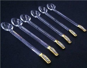 Altın Yaldızlı Krisal Taş İşleme Cam Çay Kaşığı Takımı 6 Adet El İşçiliği İle Camdan Üretilmiştir