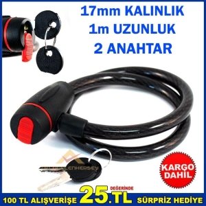 17mm KALINLIĞINDA 1metre SAĞLAM BİSİKLET KİLİDİ