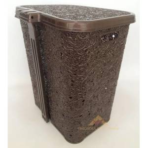 DERİ DESENLE KİRLİ SEPETİ BANYO 50x35x42 SAĞLAM YAPI VE ŞIK TASARIM GENİŞ HAZNELİ