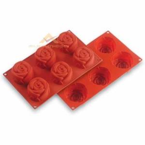 6lı Renkli Desenli Tamamı Silikon Kek Kalıbı