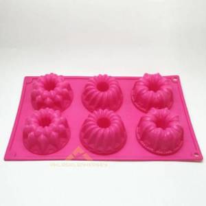 6lı Renkli Desenli Tamamı Silikon Kek Kalıbı