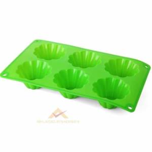 6lı Renkli Desenli Tamamı Silikon Kek Kalıbı